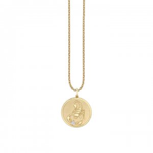 Gold & Diamond Large Scorpio Zodiac Medallion