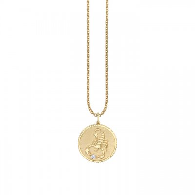 Gold & Diamond Large Scorpio Zodiac Medallion