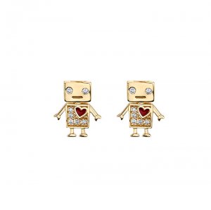 Gold & Diamond Robot Stud