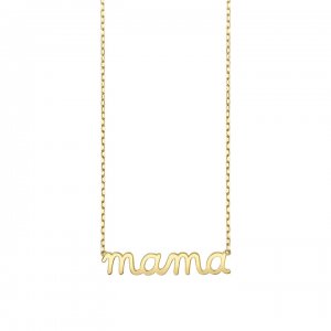 Pure Gold Mama Script Necklace