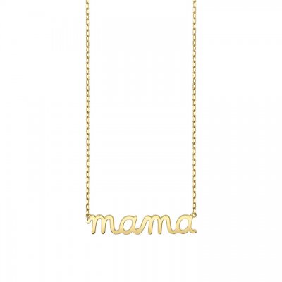 Pure Gold Mama Script Necklace