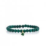 Gold & Enamel Tiny Clover on Malachite