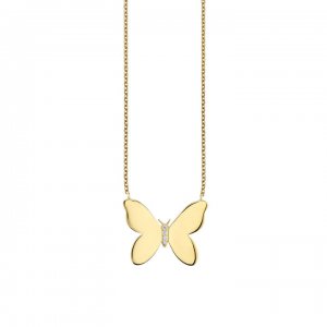 Gold & Diamond Butterfly Necklace