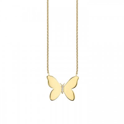 Gold & Diamond Butterfly Necklace