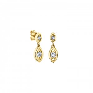 Gold & Diamond Marquise Evil Eye Drop Earrings