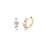 Gold & Diamond Pearl Cocktail Huggie Hoops