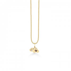 Little Loves Gold & Diamond Eyelash Eye Cloud Necklace