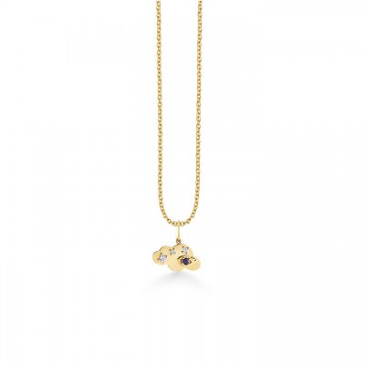 Little Loves Gold & Diamond Eyelash Eye Cloud Necklace