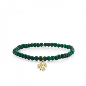 Men's Collection Gold & Diamond Small Clover on Malachite