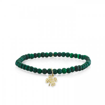 Men's Collection Gold & Diamond Small Clover on Malachite