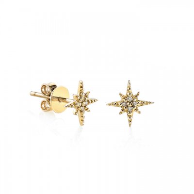 Little Loves Gold & Diamond Mini Starburst Stud