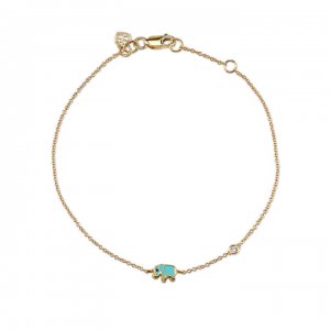 Little Loves Gold & Turquoise Mini Enamel Elephant Bracelet