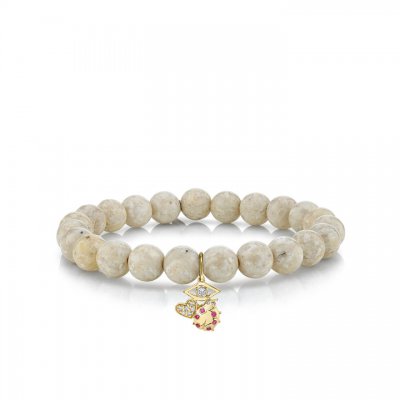 Gold & Diamond Love, Luck & Protection on Cream Jasper