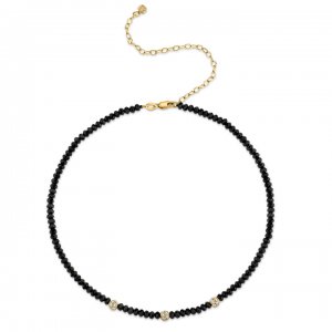 Gold & Diamond Black Spinel Choker