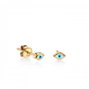 Gold Mini Enamel Evil Eye Stud