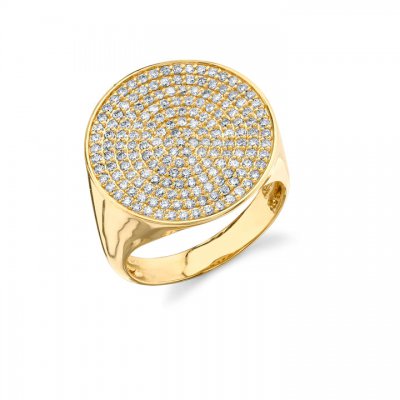 Gold & Diamond Large Pave Signet Ring