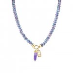 Gold & Diamond Carved Amethyst & Cartouche Quartz Necklace