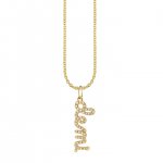 Gold & Diamond Custom Script Charm Necklace