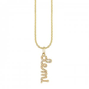 Gold & Diamond Custom Script Charm Necklace