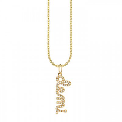 Gold & Diamond Custom Script Charm Necklace