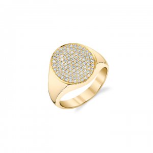 Gold & Diamond Medium Oval Pave Signet Ring