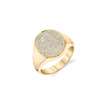 Gold & Diamond Medium Oval Pave Signet Ring