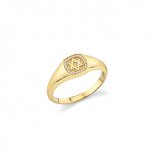 Men's Collection Gold & Diamond Star Of David Icon Signet Ring