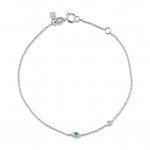 Gold Enamel Mini Evil Eye Anklet with Bezel-Set Diamond