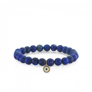 Men's Collection Gold & Sapphire Evil Eye on Lapis