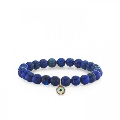 Men's Collection Gold & Sapphire Evil Eye on Lapis