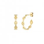 Pure Gold Evil Eye Link Hoop Earrings