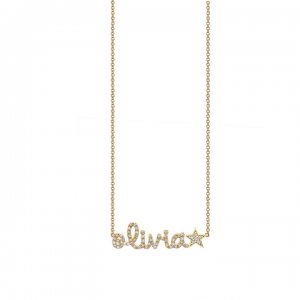 Gold & Diamond Custom Script Star Icon Necklace