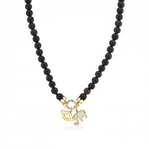 Gold & Enamel Luck & Protection Ebony Necklace