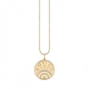 Gold & Diamond Small Luck Coin with Rays Charm