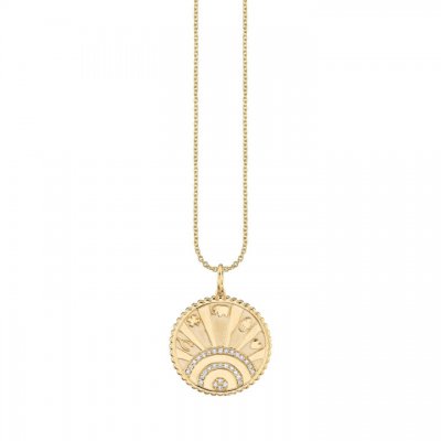 Gold & Diamond Small Luck Coin with Rays Charm