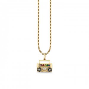 Gold & Diamond Boombox Charm