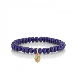 Gold & Rainbow Hamsa on Lapis