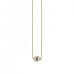 Little Loves Gold & Diamond Mini Bezel Evil Eye Necklace