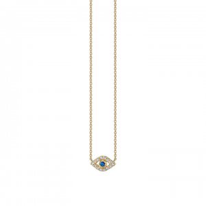 Little Loves Gold & Diamond Mini Bezel Evil Eye Necklace