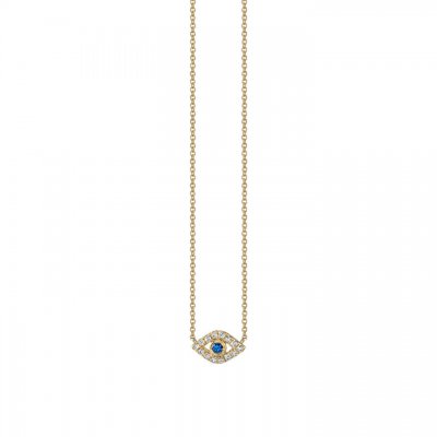 Little Loves Gold & Diamond Mini Bezel Evil Eye Necklace