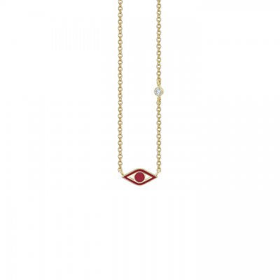 Gold & Enamel Mini Evil Eye Necklace