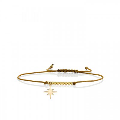 Pure Gold Tiny Starburst Medallion Cord Bracelet