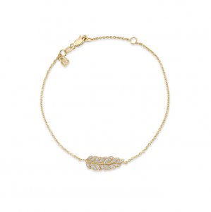 Gold & Diamond Feather Bracelet