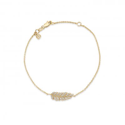 Gold & Diamond Feather Bracelet