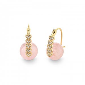 Gold & Diamond Heart Morganite Earrings