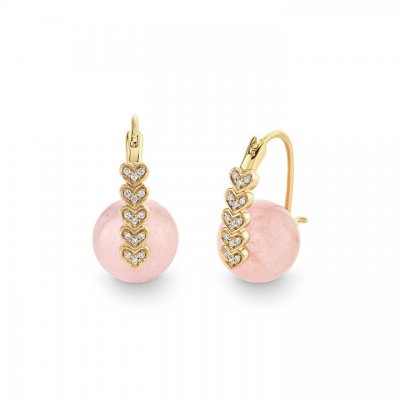 Gold & Diamond Heart Morganite Earrings