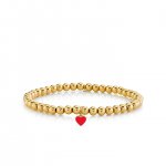 Gold & Enamel Tiny Heart On Gold Beads