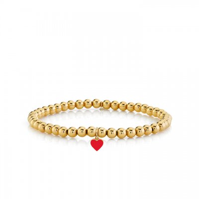 Gold & Enamel Tiny Heart On Gold Beads