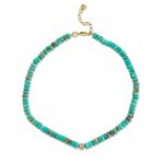 Gold & Diamond Ball on Natural Turquoise Anklet