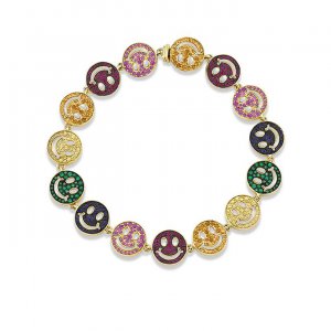 Gold & Rainbow Happy Face Eternity Bracelet